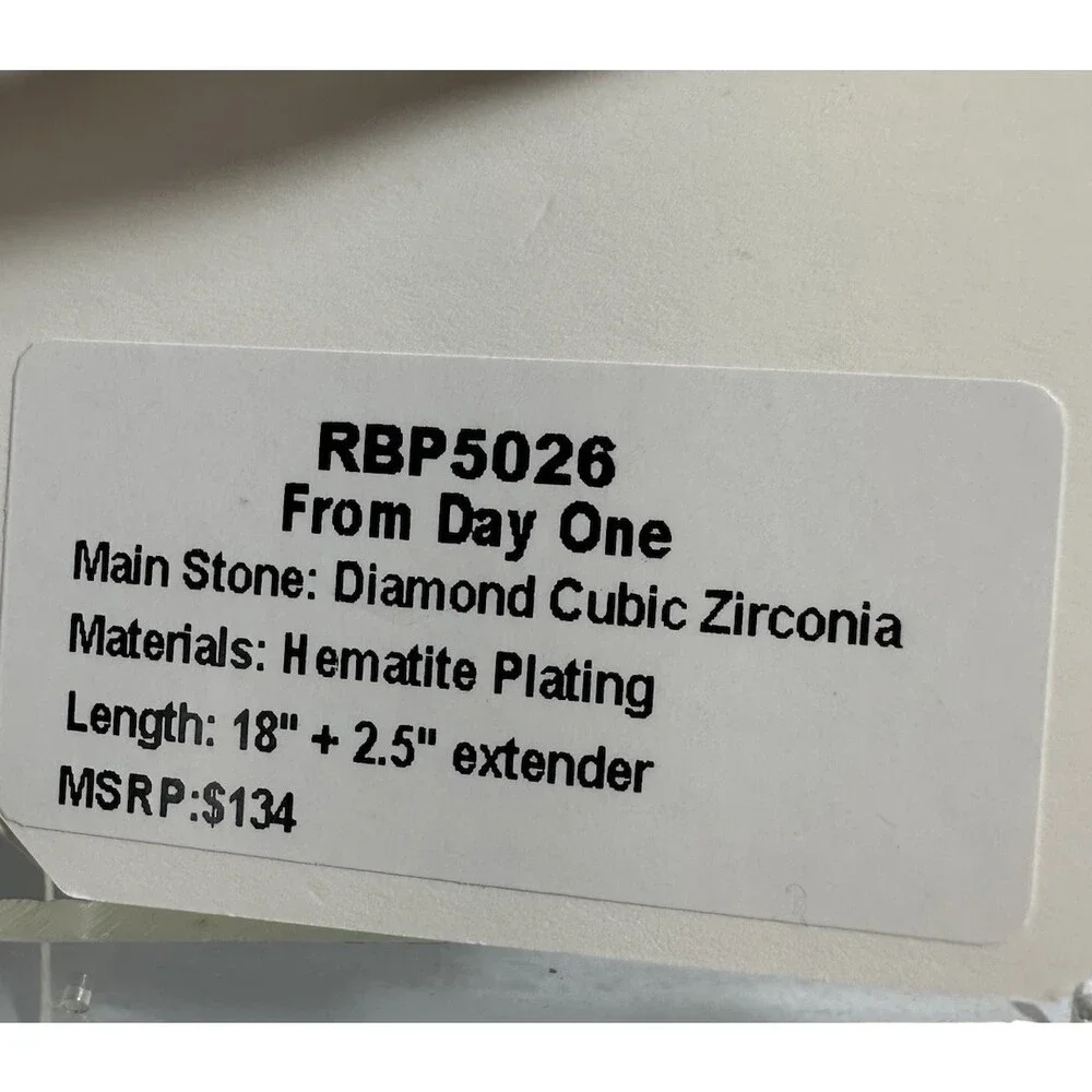 Bomb Party RBP5026 From Day One Diamond CZ Hematite Necklace NIB